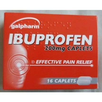 Galpharm Ibuprofen 200Mg Tablets Pain Relief Migraine Headache Caplets 16 Tablets