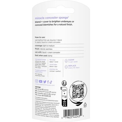 Real Techniques Sunrise To Sunset Miracle Concealer Sponge 1 Count Purple