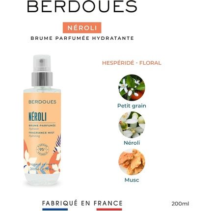 Berdoues Neroli Perfumed Body Mist With Moisturizing 95% Natural Organic Aloe Vera