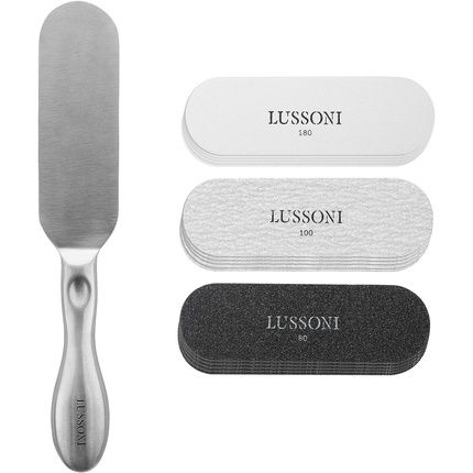 T4B Lussoni Pedicure Set With Steel Interchangeable File Board And 15 Replacement Files - Grit 80, 100, And 180 - Image 3