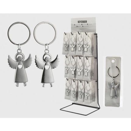 Cepewa Guardian Angel Keychain - 2 Designs 1 Matte, 1 Glossy, Metal