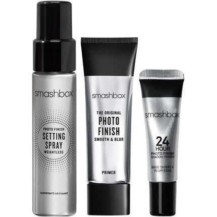 Smashbox Set Photo Finish Matte Finish Liquid Primer 12 Ml, Setting Spray 30 Ml, Eyeshadow Primer 7 Ml