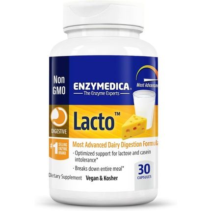 Enzymedica Lacto Digestive Enzymes For Complete Dairy Digestion 30 Count