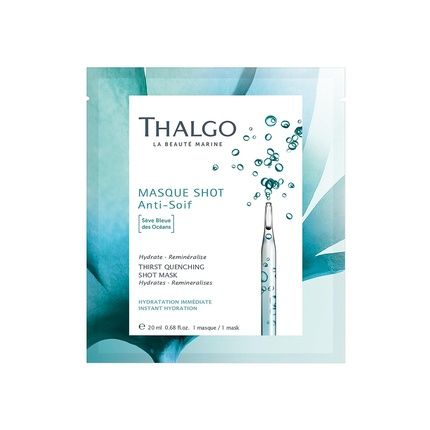 Thalgo Marine Skincare Thirst Quenching Shot Mask Blue Ocean Sap And Hyaluronic Acid Face Mask 1 Mask 20Ml 0.68 Fl. Oz.