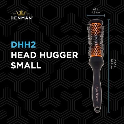 Denman Small Thermo Ceramic Hourglass Hot Curl Brush Dhh2H For Blow-Drying, Straightening, Defined Curls, Volume & Root-Lift - Orange