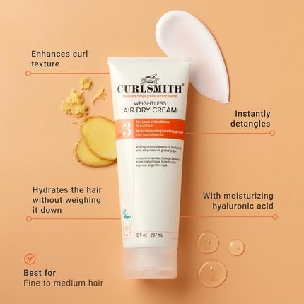 Curlsmith Weightless Air Dry Cream Vegan Leave-In Conditioner For Any Hair