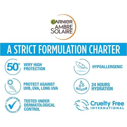 Garnier Ambre Solaire Spf 50+ Water Resistant High Protection Sun Cream Lotion 175Ml