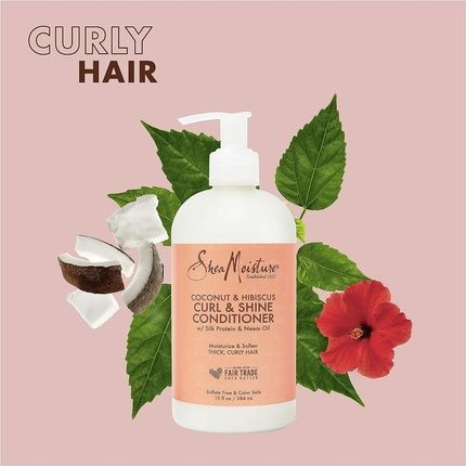 Shea Moisture Coconut And Hibiscus Curl And Shine Conditioner 384Ml - Image 3
