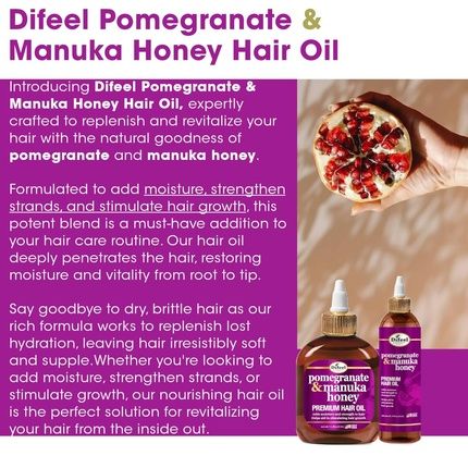 Difeel Pomegranate & Manuka Honey Premium Hair Oil 8 Oz - Growth Stimulating - Image 3