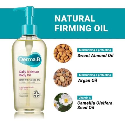 Derma B Daily Moisture Body Oil For Dry Skin 99% Natural Origin With Argan Oil And Sweet Almond Oil 6.78 Fl Oz 200Ml - Image 3
