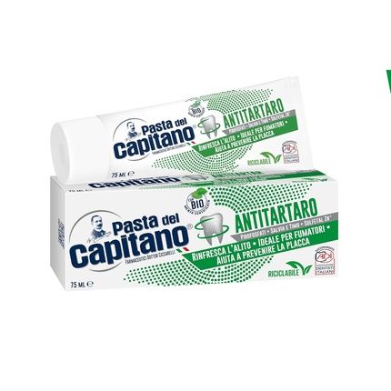 Pasta Del Capitano Bio Antitartar Toothpaste Freshens Breath Ideal For Smokers Helps Prevent Plaque 75Ml Tube