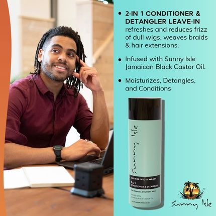 Sunny Isle Just For Wig, Weave, Braid & Extensions 2-In-1 Conditioner - Image 3