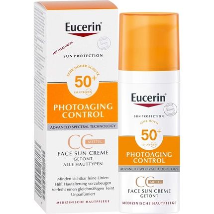 كريم جل الشمس ملون للوجه للتحكم في الشيخوخة من يوسيرين، متوسط ​​عامل حماية من الشمس SPF 50+ 50 مل