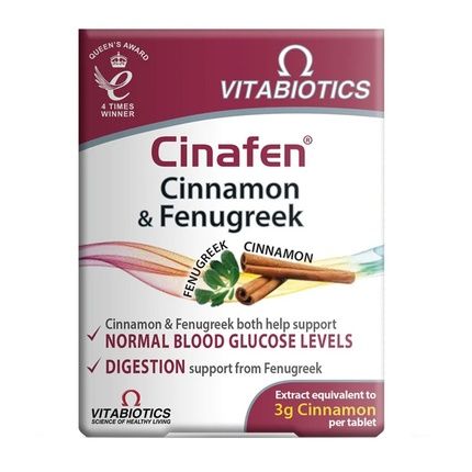 Vitabiotics Cinafen Cinnamon & Fenugreek Dietary Supplement 60 Tablets