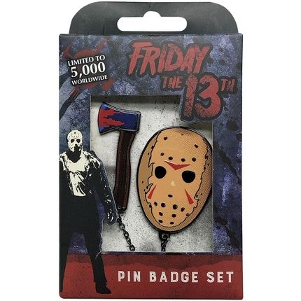 Friday 13Th Pin Badge Duo With Connecting Chain