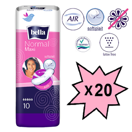 Bella Normal Maxi Classic Sanitary Pads Without Wings 10 Pieces X 20 - Image 3
