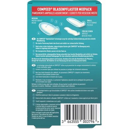 Compeed Blister Plaster Mixpack Various Sizes For Blisters On Heels, Toes, And Small Blisters 6 Pieces