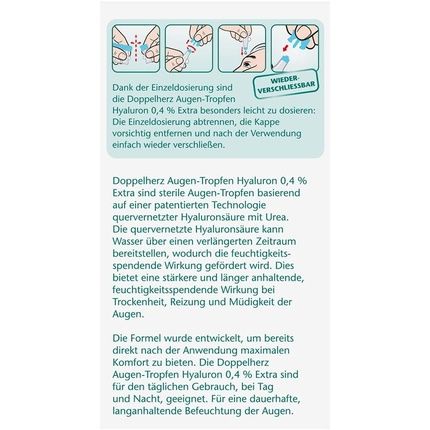 Doppelherz Eye Drops Extra Hyaluron 0.4% Moisturizing Eye Drops For Dry & Irritated Eyes 10 X 0.5Ml - Image 3