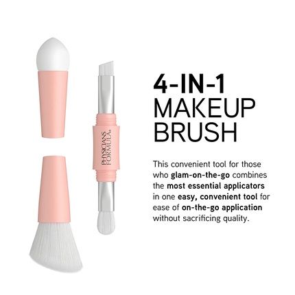 Physicians Formula 4-In-1 Makeup Brush Set For On-The-Go Application - Eyeshadow, Eyeliner/Brow, Bronzer/Brush, Foundation/Concealer Sponge