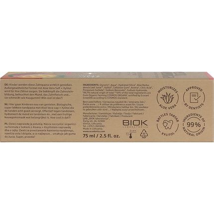 Ecodenta Kids Toothpaste Fluoride Free Certified Organic Juicy Fruit Natural Childrens Tooth Paste Bubblegum Taste 75Ml - Image 3