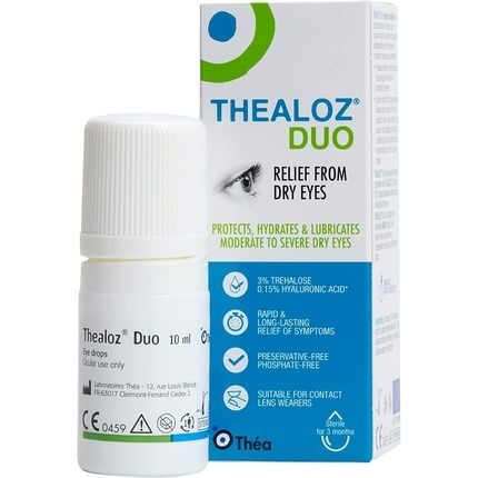 Thealoz Duo Eye Drops Hypotonic Solution For Enhanced Relief And Protection From Dry Eyes 10Ml White