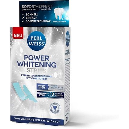 Perlweiss Power Whitening Strips - Fast, Easy, Safe, Enamel-Friendly, With Instant Effect - Whiter Teeth In Just 5 Days - 10 Whitening Strips - Patented Technology