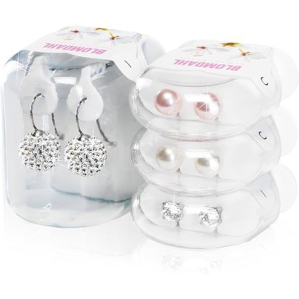 Blomdahl Hypoallergenic Natural Titanium Crystal Heart Pendant Earrings