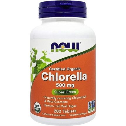Now Organic Chlorella 500Mg 200 Tablets