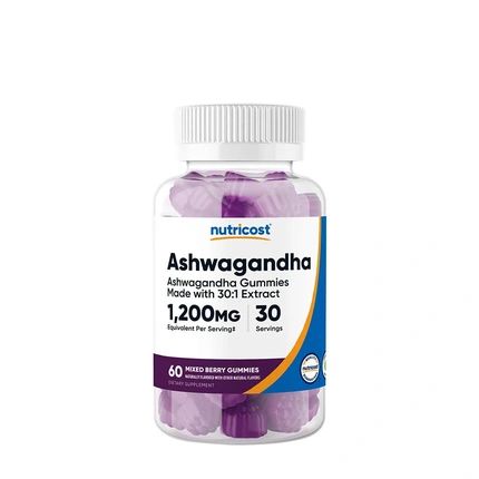 Nutricost Ashwagandha Gummies 1200 Mg Mixed Berry Flavor 60 Count
