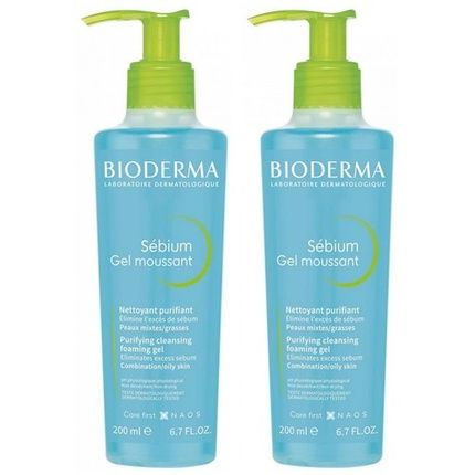 Bioderma Sebium Purifying Clarifying Foaming Gel 200Ml - Pack Of 2