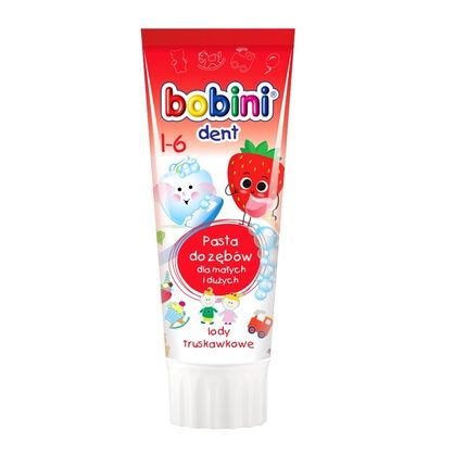 Bobini Dent Toothpaste For Children Over 1 Year Old Strawberry Ice Cream Flavor 75Ml
