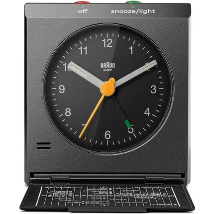 Braun Classic Analog Travel Alarm Clock With Snooze Function And Light