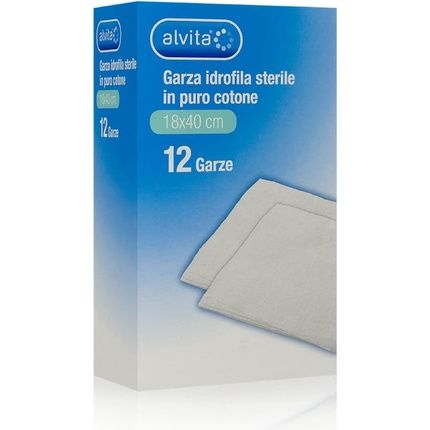 Alvita Sterile Hydrophilic Gauze In Pure Cotton 18 X 40 Cm - Pack Of 12