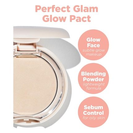 The Saem Glam Glow Pact Illuminating Pressed Powder For Oily & Combo Skin Matte Finish With Radiant Finish Sebum Control Pore Refining Pact With Natural Luminous Glow 0.3Oz