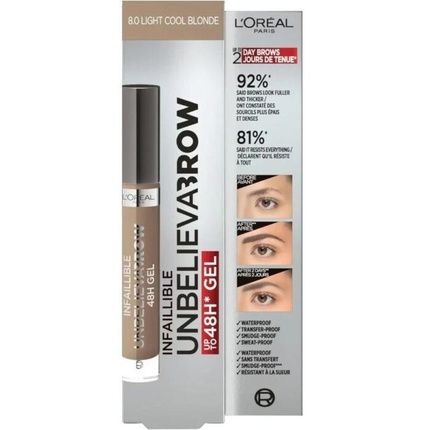 L'Oreal Infaillible 48H Unbelieva Brow Gel 8.0 Light Cool Blonde