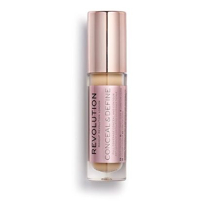 Makeup Revolution Conceal And Define Concealer Full Coverage Matte Finish C10.2 For Medium/Tan Skin Tones Vegan Cruelty-Free 0.7 Fl Oz