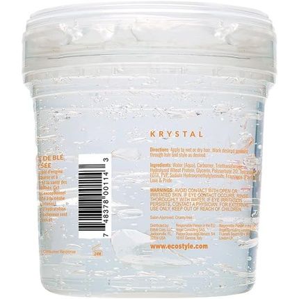 Ecostyle Krystal Styling Gel Clear All Day Hold Alcohol Free Paraben Free Sulphate Free No Flaking Anti-Itch 473Ml