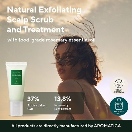 Aromatica Rosemary Scalp Scrub 5.82Oz 165G Sulfate-Free Silicone-Free Vegan With Salt Granules