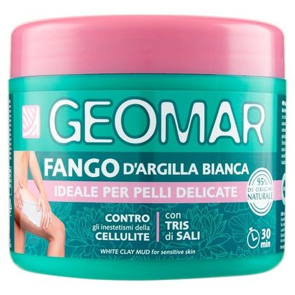 Geomar White Clay Mud Against Cellulite Imperfections Sensitive Skin 95% Natural Origin With Tris Salts Sea Salt Epsom And Dead Sea Made In Italy 600G