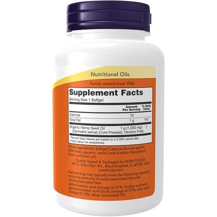 Hemp Seed Oil 1000Mg Softgels 120 Count