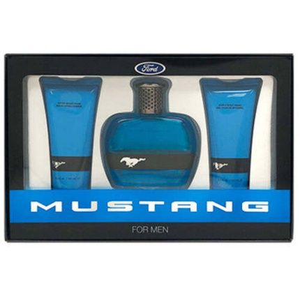 Mustang For Men Blue Eau De Toilette Spray 3.4Oz With After Shave Balm And Body Wash