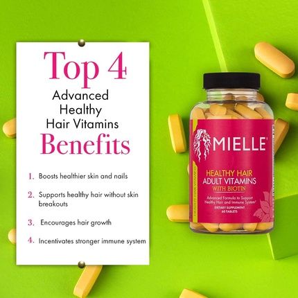 Mielle Organics Adult Healthy Hair Formula Vitamins With Biotin 60 Count