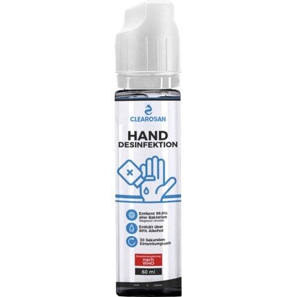 Clearosan Hand Disinfectant 60Ml Bottle - 80% Alcohol, Removes 99.9% Of Bacteria, Fungicidal, Limited Virucidal, Made In Germany, Composition According To Who Lbcd60