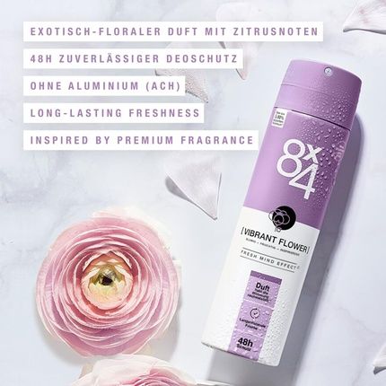 8X4 Vibrant Flower Deodorant Spray With Exotic Floral Scent 48H Reliable Protection 150Ml
