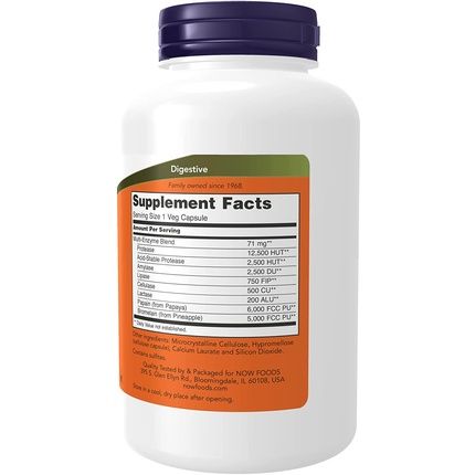 Now Plant Enzymes With Lactase, Protease, Papain And Bromelain 240 Veg Capsules