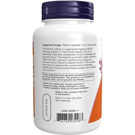 Now Supplements Chondroitin Sulfate 600Mg Joint Health 120 Capsules - Image 3