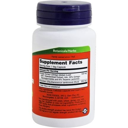 Now Foods Double Strength Ginkgo Biloba 120Mg 50 Capsules