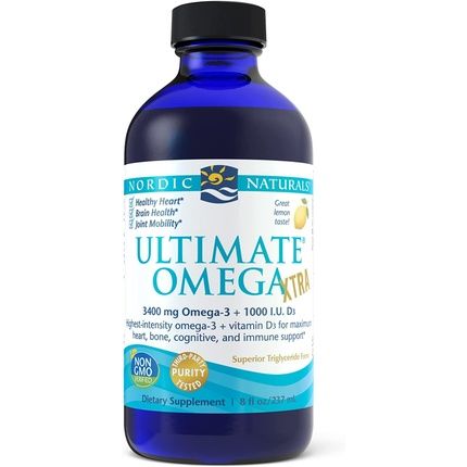 Nordic Naturals Ultimate Omega Xtra Liquid Lemon Flavor 3400Mg Omega-3 + 1000 Iu Vitamin D3 8Oz