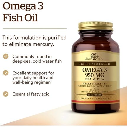 Solgar Triple Strength Omega 3 Supports Brain And Eyes Heart Health Friendly Fish Oil 50 Softgels