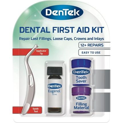 Dentek Home Dental First Aid Kit For Repairing Lost Fillings Or Securing Loose Caps, Crowns Or Inlays With Spade Tool